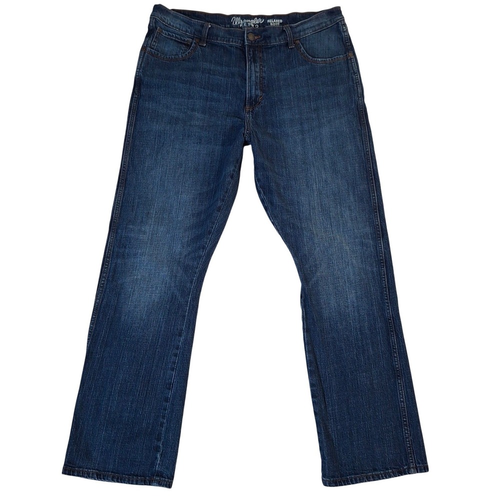 Wrangler Retro Relaxed Bootcut Jeans Mens 38x32 Blue Denim 10WRT20JH Stretch
